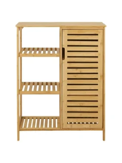 en.casa Badezimmermöbel<Badschrank Vetlanda Bambus in Beige (H)87cm (B)66cm (T)33cm