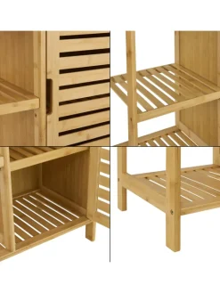 en.casa Badezimmermöbel<Badschrank Vetlanda Bambus in Beige (H)87cm (B)66cm (T)33cm