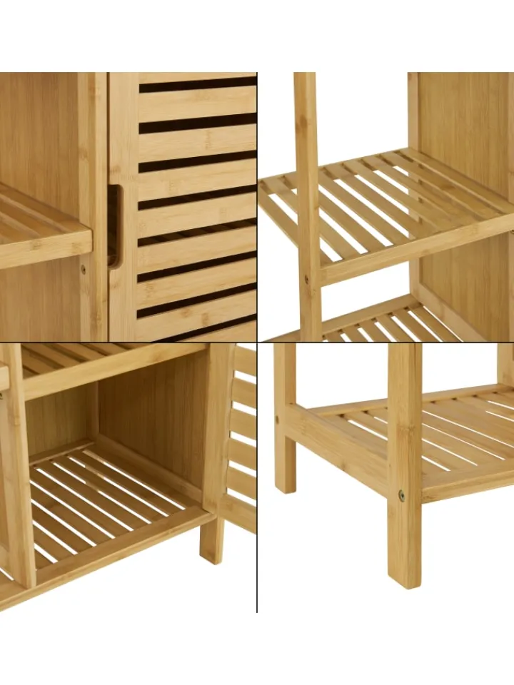 en.casa Badezimmermöbel<Badschrank Vetlanda Bambus in Beige (H)87cm (B)66cm (T)33cm