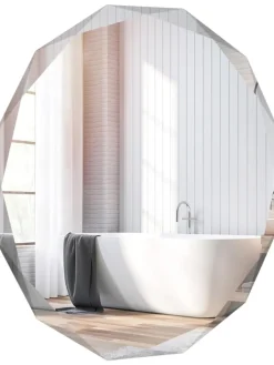 COSTWAY Spiegel<Badspiegel 76x76x5cm in Silber