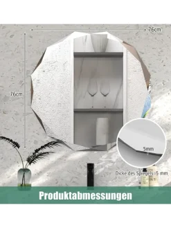 COSTWAY Spiegel<Badspiegel 76x76x5cm in Silber
