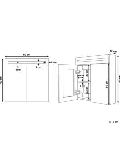 Beliani Badmöbel<Bad-Spiegelschrank JARAMILLO in Weiß/Silber - (W) 60 x (H) 60 x (L) 12 cm