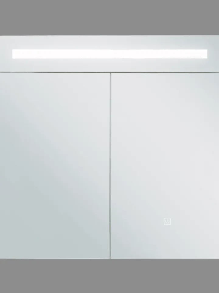 Beliani Badmöbel<Bad-Spiegelschrank JARAMILLO in Weiß/Silber - (W) 60 x (H) 60 x (L) 12 cm