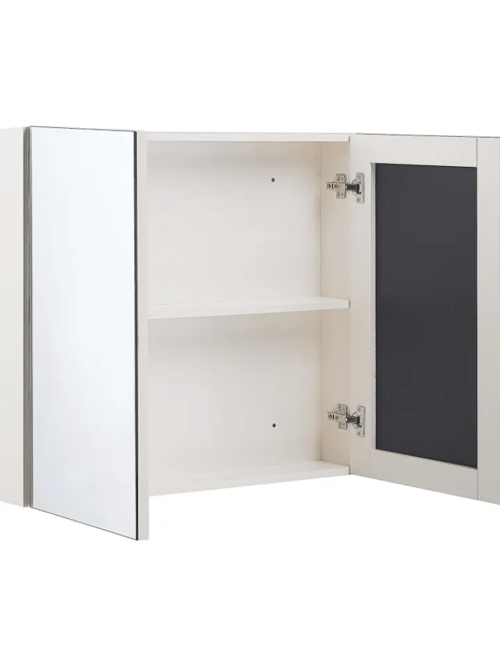 Beliani Badezimmermöbel<Bad-Spiegelschrank NAVARRA in Weiß/Silber - (W) 80 x (H) 70 x (L) 14 cm