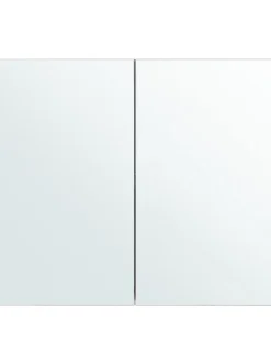 Beliani Badezimmermöbel<Bad-Spiegelschrank NAVARRA in Weiß/Silber - (W) 80 x (H) 70 x (L) 14 cm