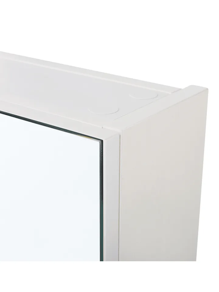 Beliani Badezimmermöbel<Bad-Spiegelschrank NAVARRA in Weiß/Silber - (W) 80 x (H) 70 x (L) 14 cm