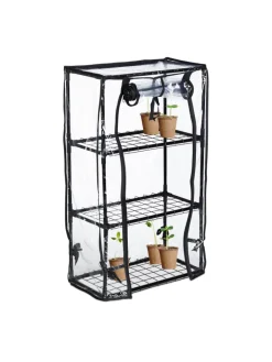 relaxdays Pflanzen & Zubehör<Balkongewächshaus in Schwarz/ Transparent - (B)48 x (H)80 x (T)24,5 cm