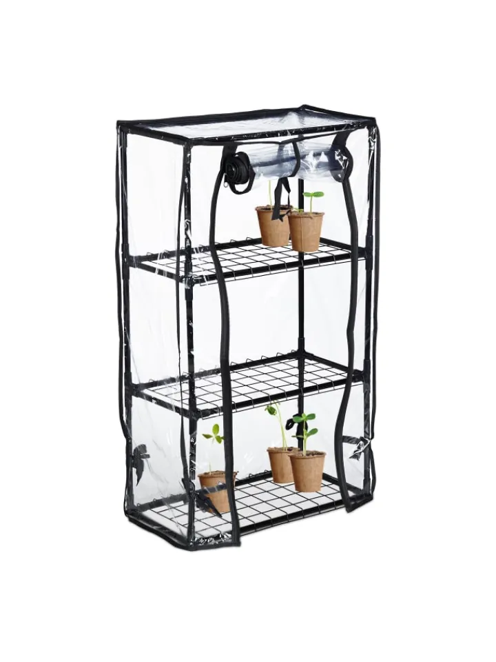 relaxdays Pflanzen & Zubehör<Balkongewächshaus in Schwarz/ Transparent - (B)48 x (H)80 x (T)24,5 cm
