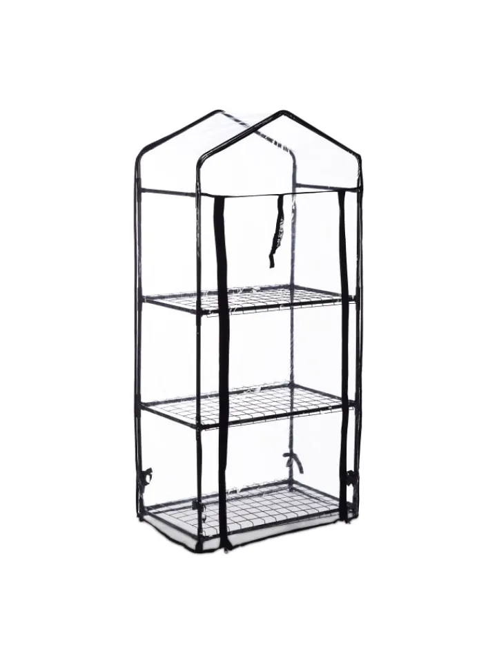 relaxdays Pflanzen & Zubehör<Balkongewächshaus in Schwarz/ Transparent - (B)59 x (H)126 x (T)37 cm