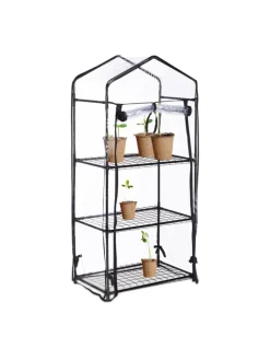relaxdays Pflanzen & Zubehör<Balkongewächshaus in Schwarz/ Transparent - (B)59 x (H)126 x (T)37 cm