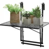 COSTWAY Gartenmöbel<Balkonhängetisch 5-stufig höhenverstellbar in Schwarz