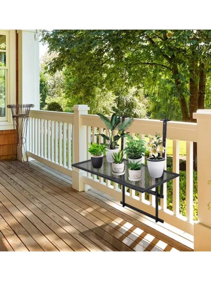 COSTWAY Gartenmöbel<Balkonhängetisch 5-stufig höhenverstellbar in Schwarz