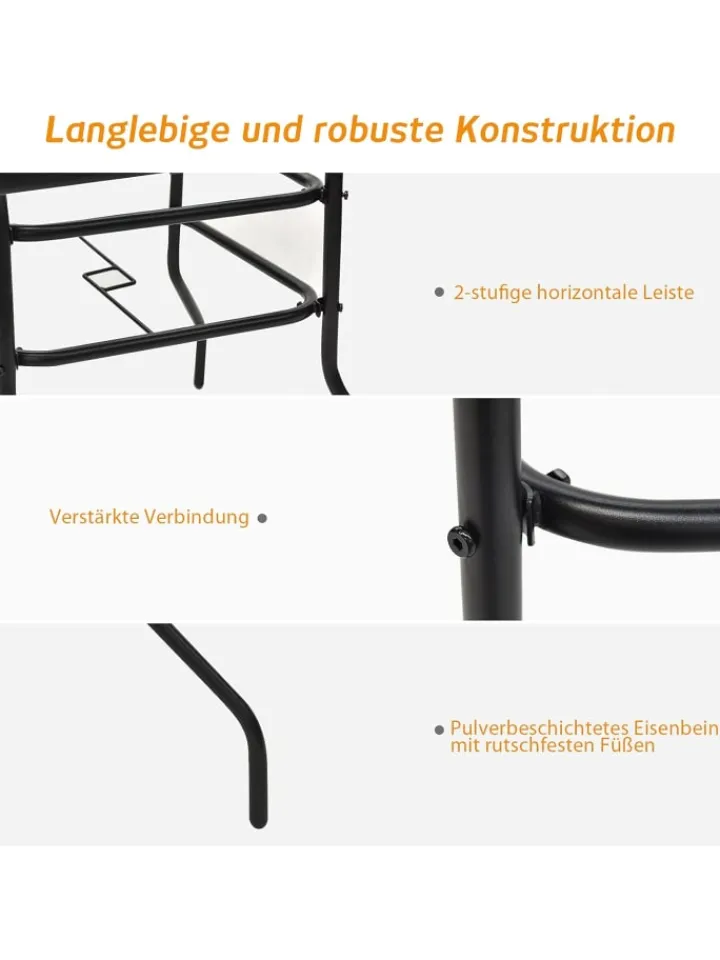COSTWAY Gartenmöbel<Balkontisch mit Schirmhoch 80x80x71cm in Schwarz
