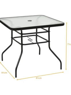 COSTWAY Gartenmöbel<Balkontisch mit Schirmhoch 80x80x71cm in Schwarz