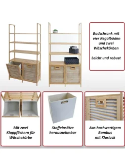 MCW Badezimmermöbel<Bambus Badezimmerschrank N83