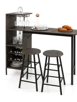 COSTWAY Möbel-Sets<Bartisch mit Barhocker Set in Anthrazit
