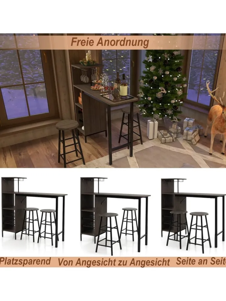 COSTWAY Möbel-Sets<Bartisch mit Barhocker Set in Anthrazit