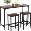 COSTWAY Möbel-Sets<Bartisch mit Barhocker Set in Braun