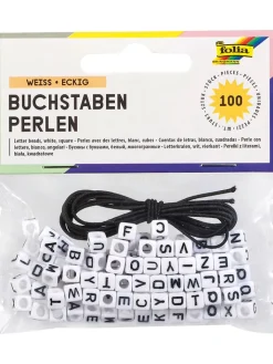 folia PAPER Kreativbedarf & Do-It-Yourself<Bastelset "Buchstaben-Perlen" in Weiß