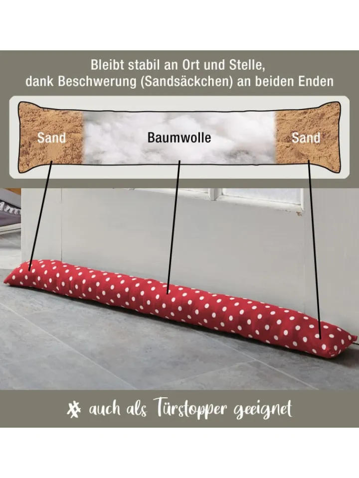 REDBEST Tür- & Zugluftstopper<Baumwolle Zugluftstopper Orlando in rot