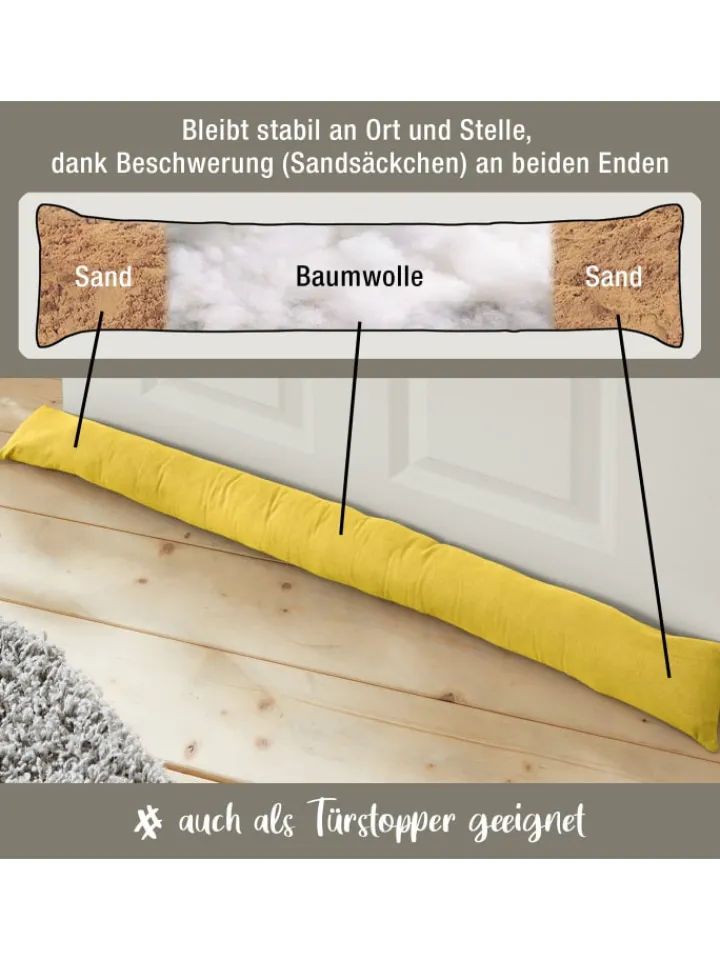 REDBEST Tür- & Zugluftstopper<Baumwolle Zugluftstopper Seattle in gelb