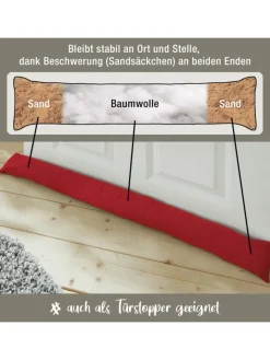 REDBEST Tür- & Zugluftstopper<Baumwolle Zugluftstopper Seattle in rot