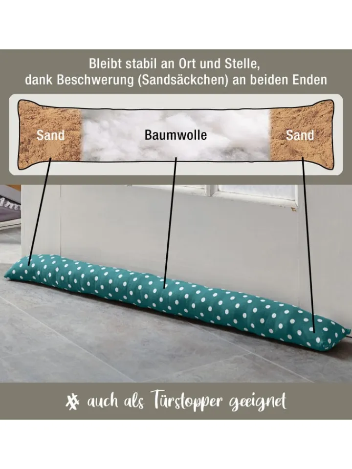 REDBEST Tür- & Zugluftstopper<Baumwolle Zugluftstopper Orlando in petrol