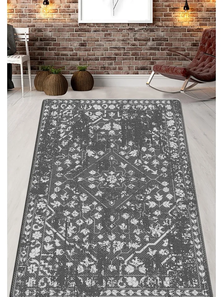 Conceptum Hypnose Teppiche & Fußmatten<Baumwoll-Teppich ''Flor De Colores'' in Grau/ Weiß