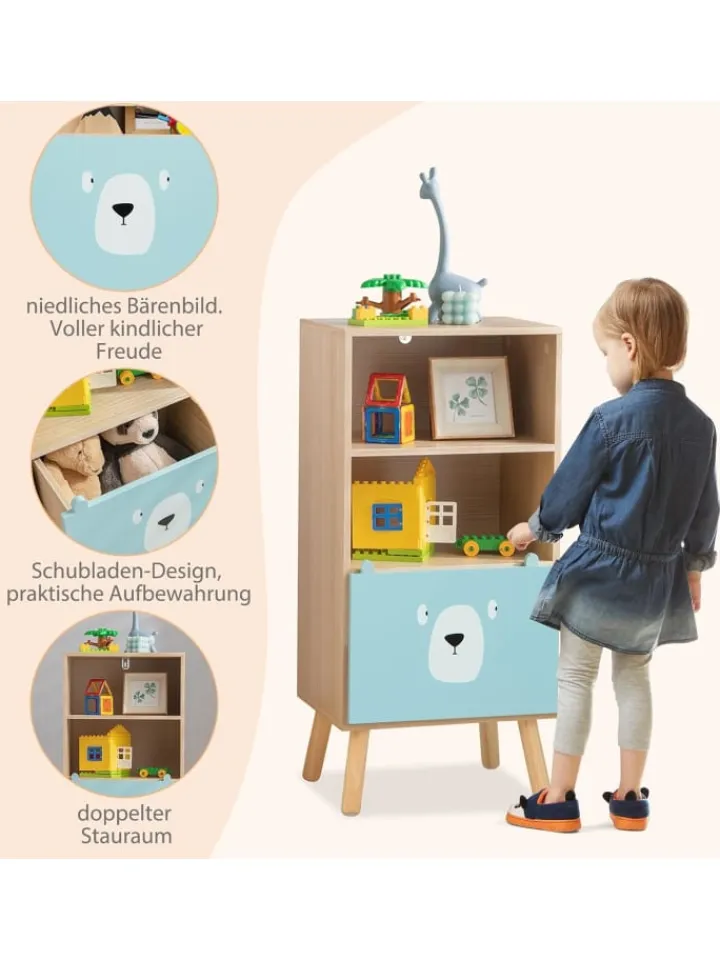 COSTWAY Kindermöbel<Bücherregal 3 Ebenen in Gelb