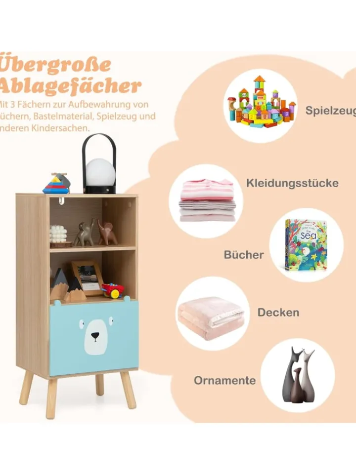 COSTWAY Kindermöbel<Bücherregal 3 Ebenen in Gelb