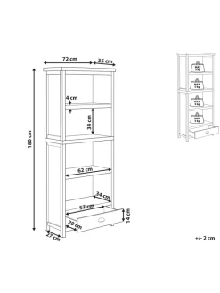 Beliani Regale & Schränke<Bücherregal CLIO in Grau/Silber/Braun - (W) 72 x (H) 180 x (L) 35 cm