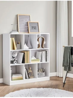 Songmics Regale & Schränke<Bücherregal in Weiß - (B)97,5 x (H)100 x (T)30 cm