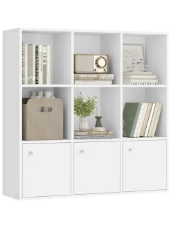 Songmics Regale & Schränke<Bücherregal in Weiß - (B)97,5 x (H)97,5 x (T)29 cm