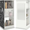 COSTWAY Kindermöbel<Bücherregal Kinder drehbar mit Tafel & Spiegel in Weiß