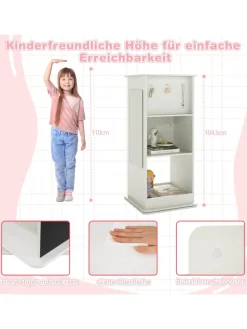 COSTWAY Kindermöbel<Bücherregal Kinder drehbar mit Tafel & Spiegel in Weiß