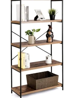 COSTWAY Regale & Schränke<Bücherregal mit 5 Ebenen in Braun