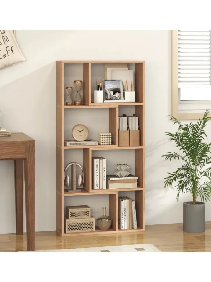 COSTWAY Regale & Schränke<Bücherregal mit 4 Ebenen in Hellbraun