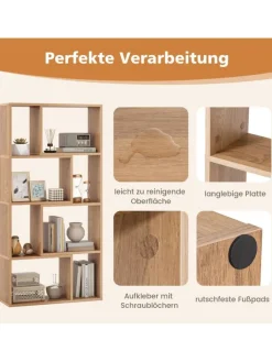 COSTWAY Regale & Schränke<Bücherregal mit 4 Ebenen in Hellbraun
