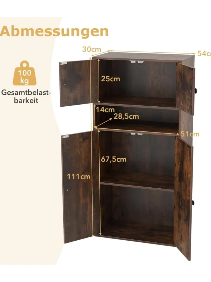 COSTWAY Regale & Schränke<Bücherschrank 54 x 30 x 111 cm in Braun