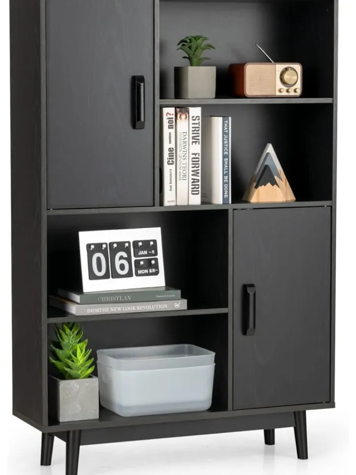COSTWAY Regale & Schränke<Bücherschrank in Schwarz
