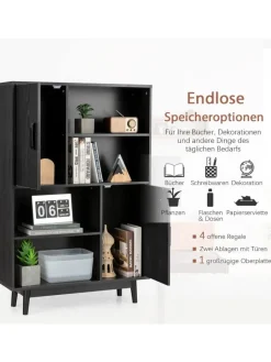 COSTWAY Regale & Schränke<Bücherschrank in Schwarz