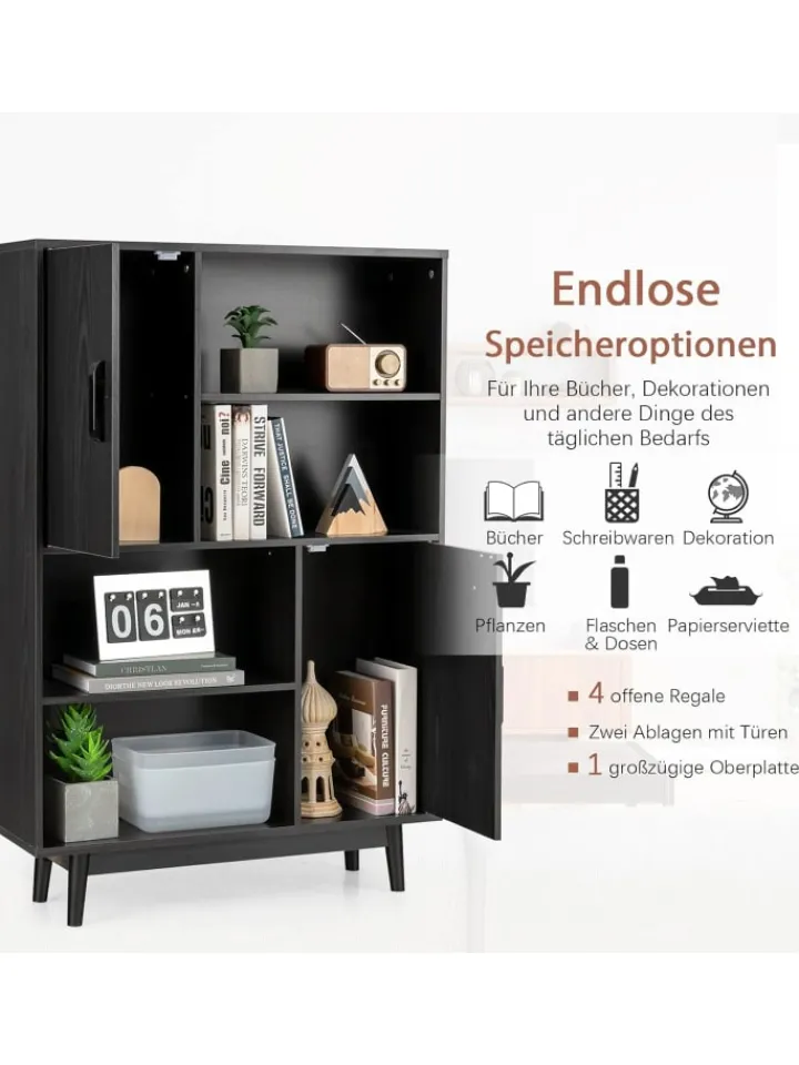 COSTWAY Regale & Schränke<Bücherschrank in Schwarz