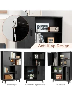 COSTWAY Regale & Schränke<Bücherschrank in Schwarz