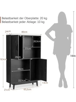 COSTWAY Regale & Schränke<Bücherschrank in Schwarz