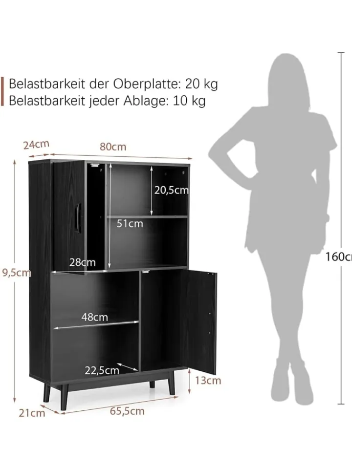 COSTWAY Regale & Schränke<Bücherschrank in Schwarz