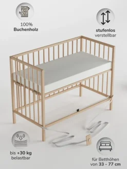 Sämann Babymöbel<Beistellbett Matratze Cloud Air Rollen & Umbauseite - natur - Dreamy 4 in 1 Bett