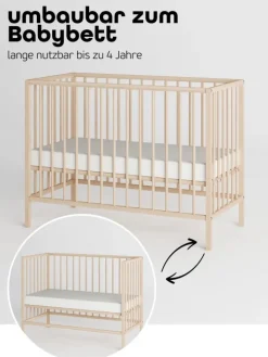 Sämann Babymöbel<Beistellbett Matratze Cloud Air Rollen & Umbauseite - natur - Dreamy 4 in 1 Bett