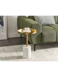 Beliani Tische<Beistelltisch CAMELO II in Gold/Weiß - (W) 36 x (H) 52 x (L) 36 cm
