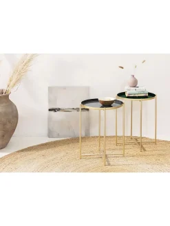 Lifa Living Tische<Beistelltisch "Ella" in Gold/ Grau - (H)47,5 x Ø 38 cm