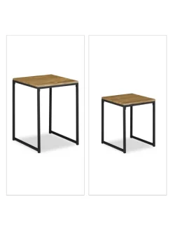 relaxdays Tische<Beistelltisch 2er Set in Holzoptik/ Schwarz